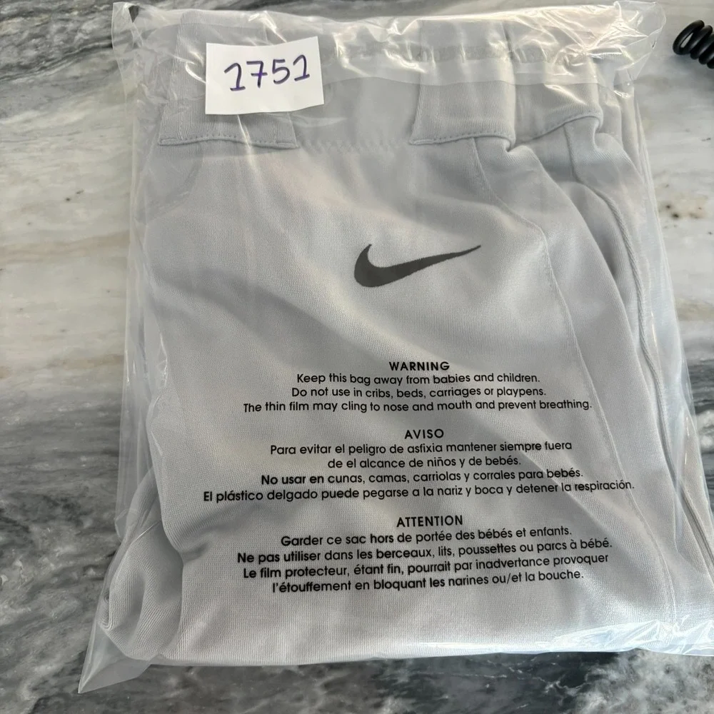 Nike Boys Light Gray Swoosh Logo Performance Vapor Select Baseball Pants Size XL